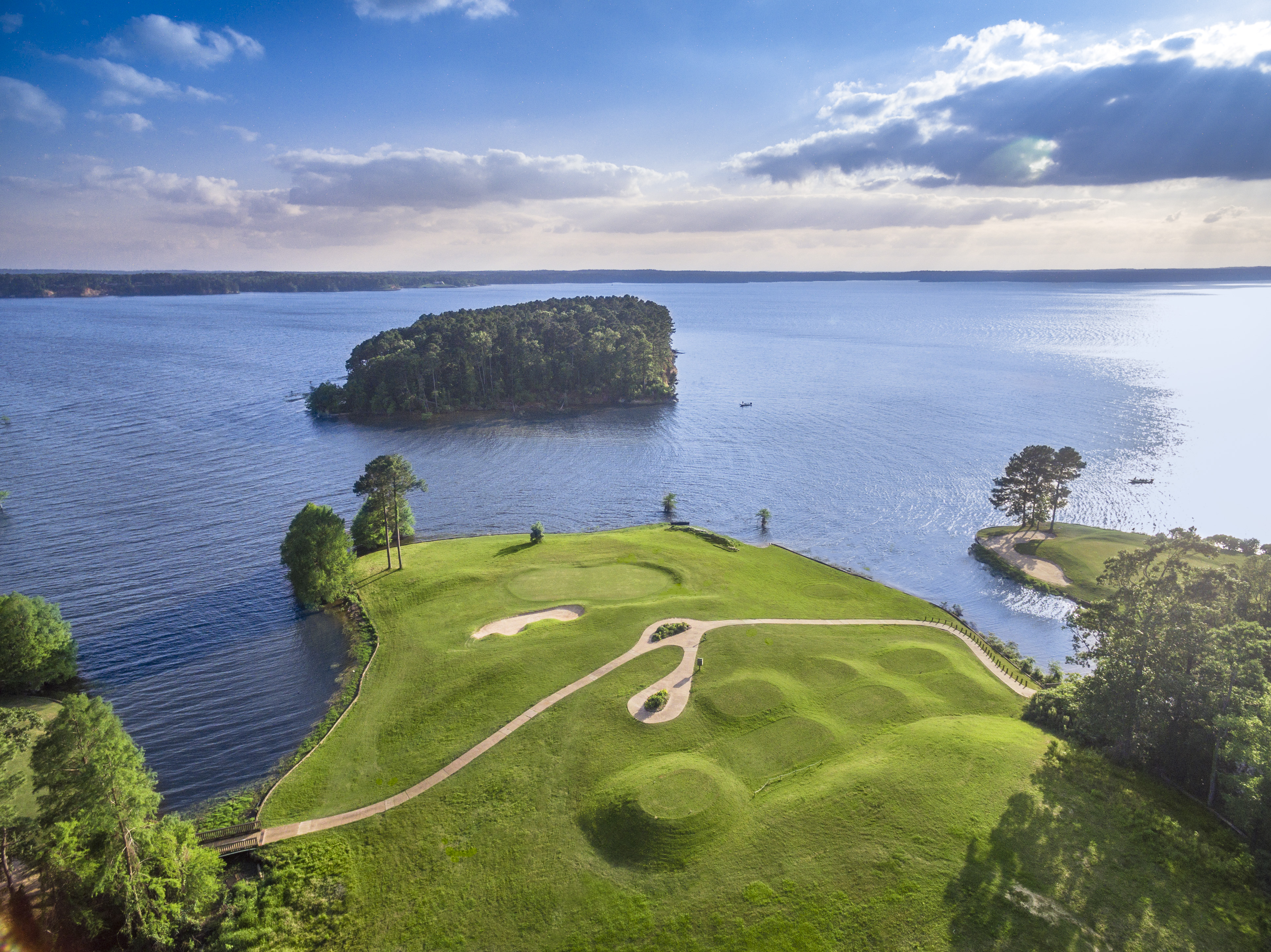 Aerial view of golf and the lake