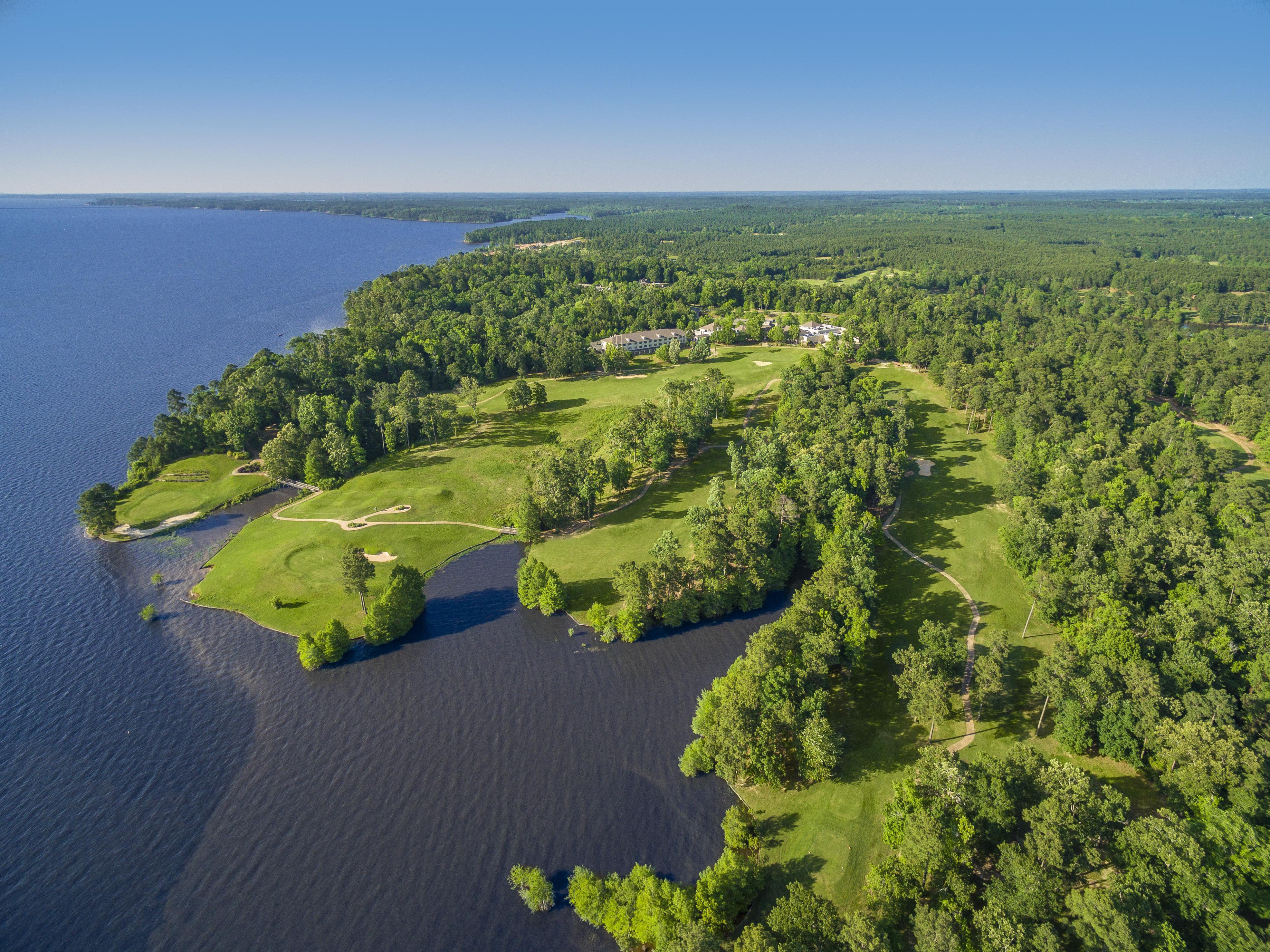 aerial view of lakes